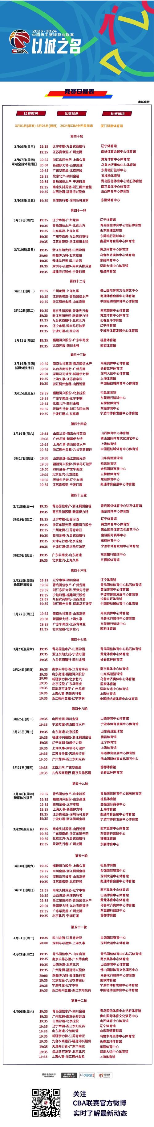 中国男篮2024年赛程