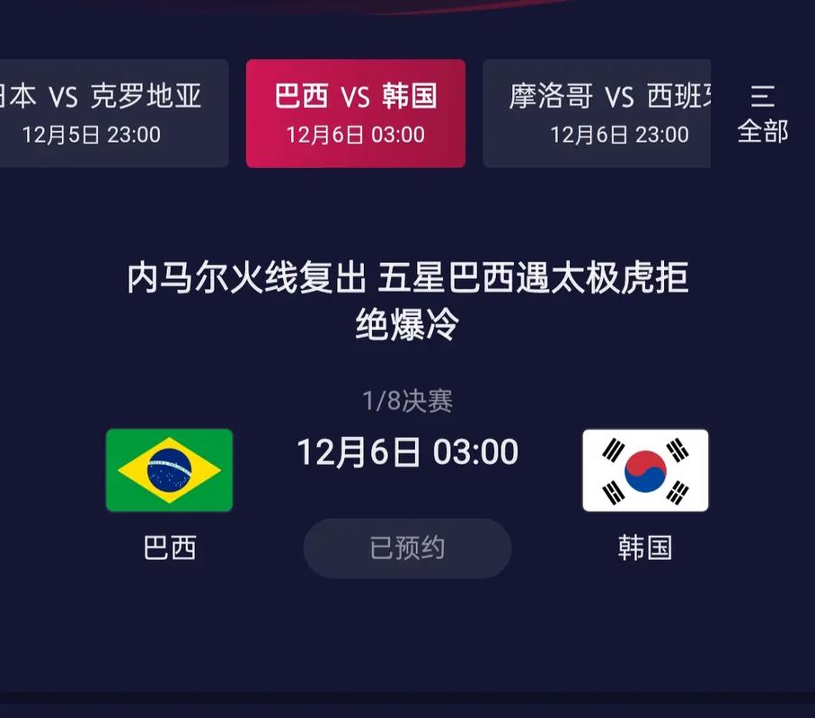 巴西vs韩国比赛时间
