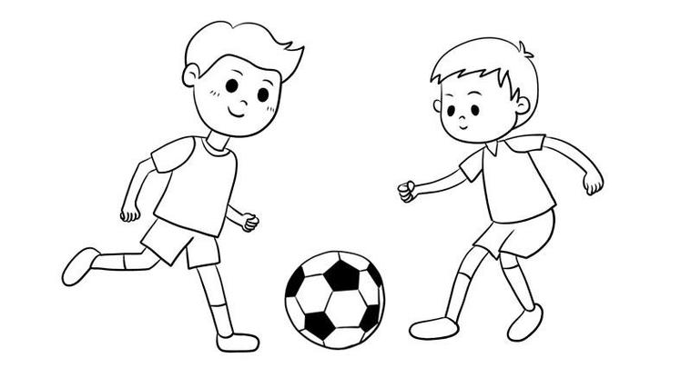 踢足球儿童简笔画